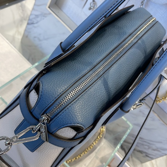 Michael Kors Mercer Medium Top Sip Color-Block Belted Satchel Crossbody Purse MK - Picture 5 of 16